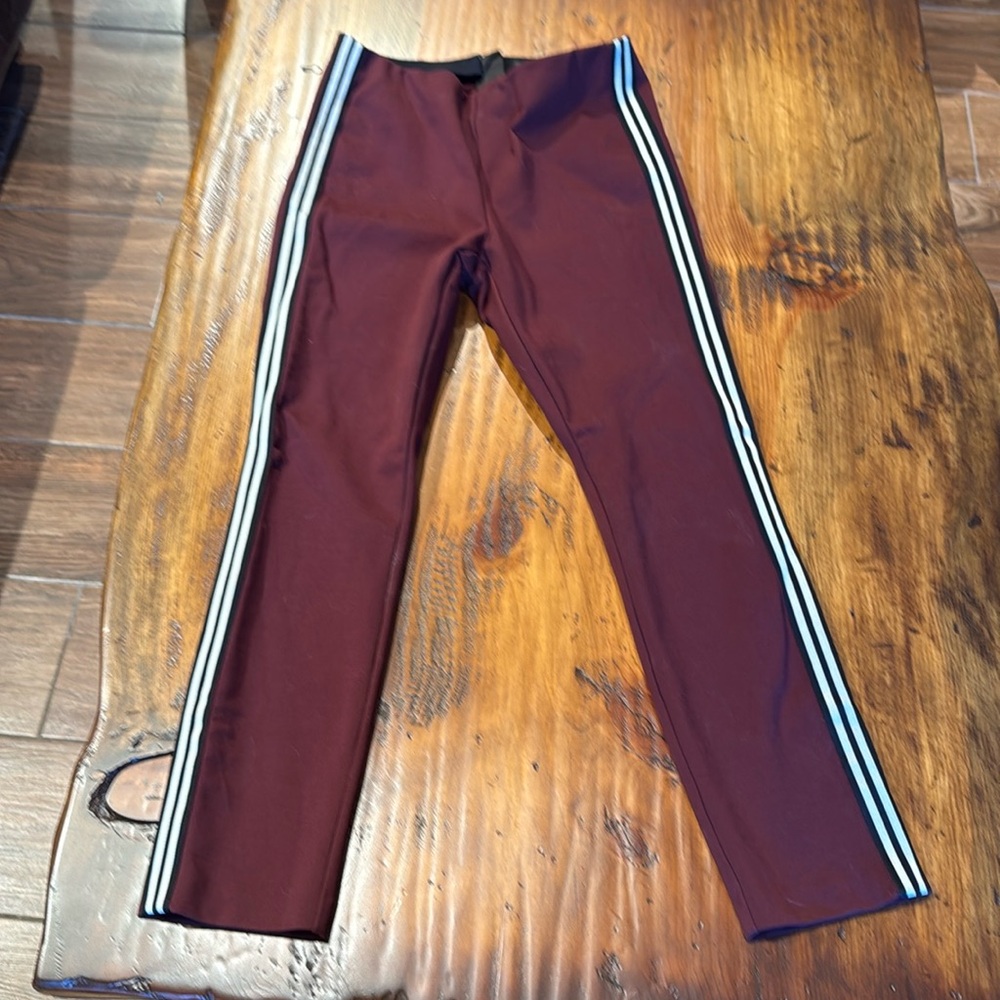 rag & bone Simone Burgundy Red Black & White Side Stripe Ponte Crop Pants